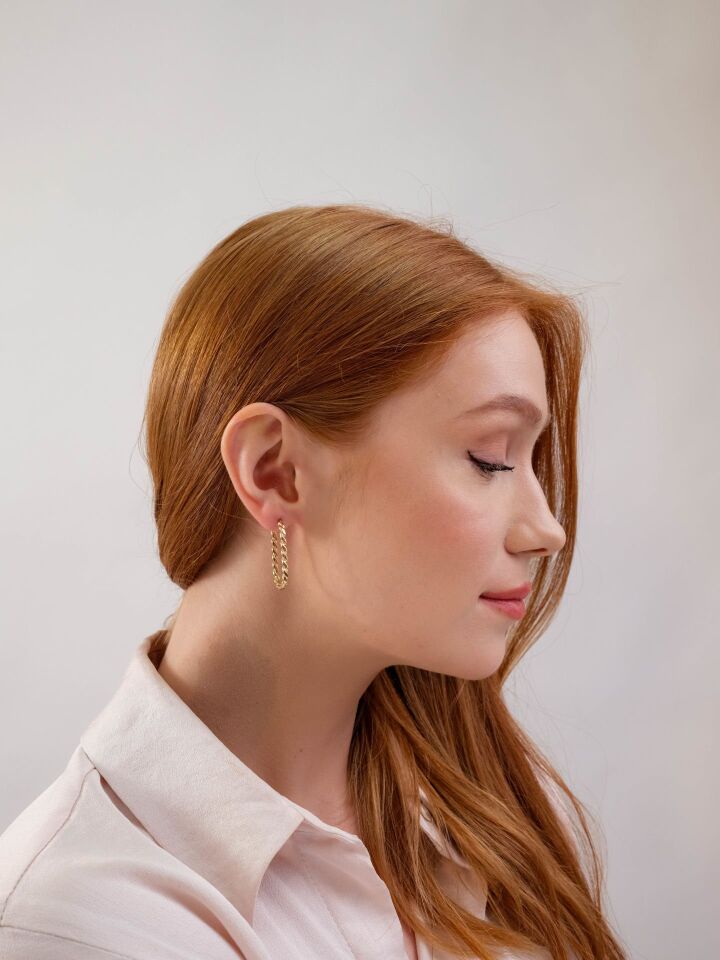 Altın Burgu Dikdörtgen Küpe