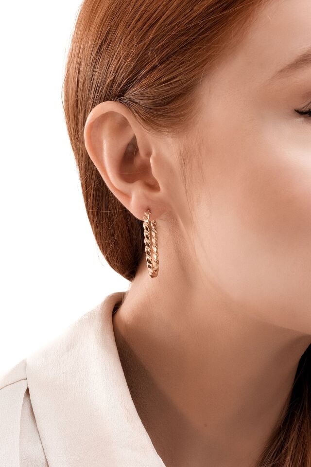 Altın Burgu Dikdörtgen Küpe