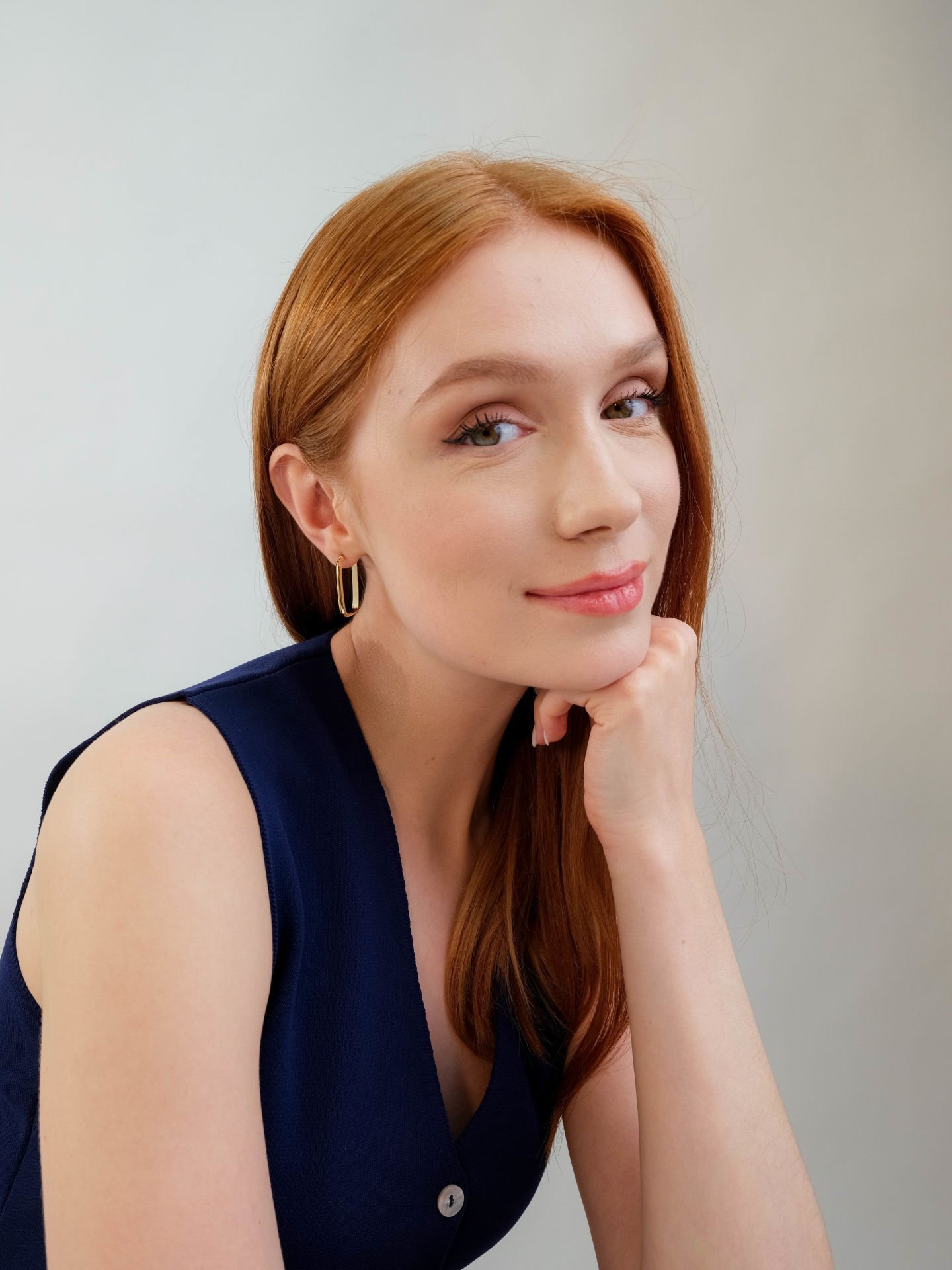 Altın Dikdörtgen Gold Küpe