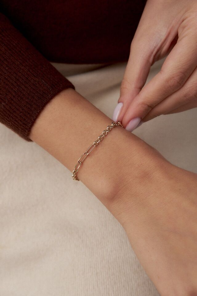 Altın Çift Detaylı Hallow Bileklik