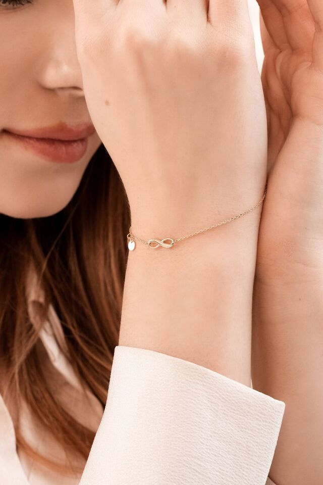 Altın Minimal Sonsuzluk Bileklik