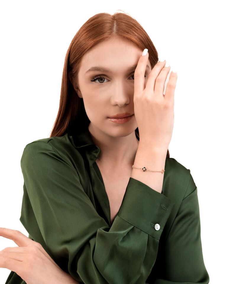 Altın Siyah Yonca Bileklik