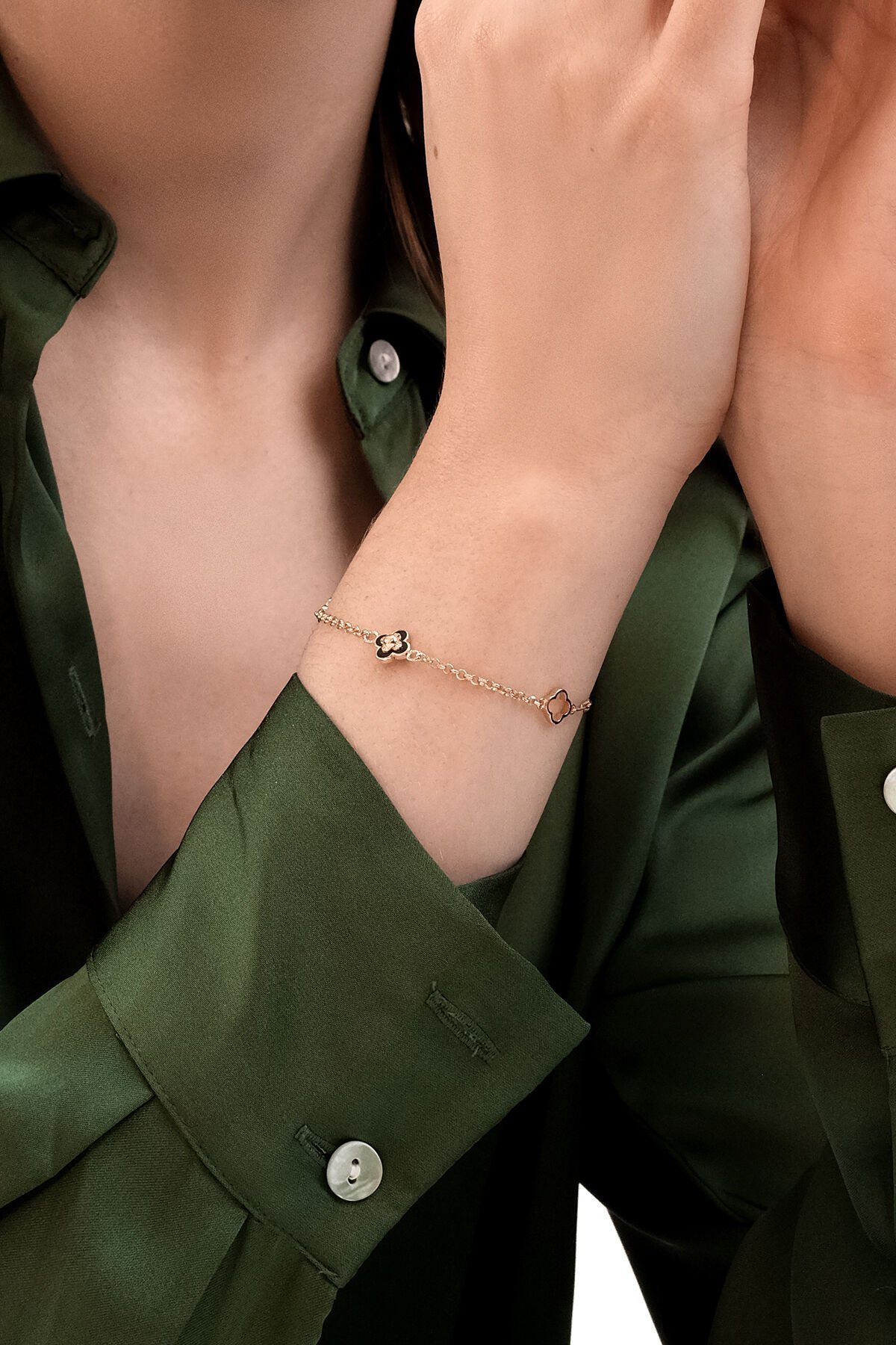 Altın Siyah Yonca Bileklik