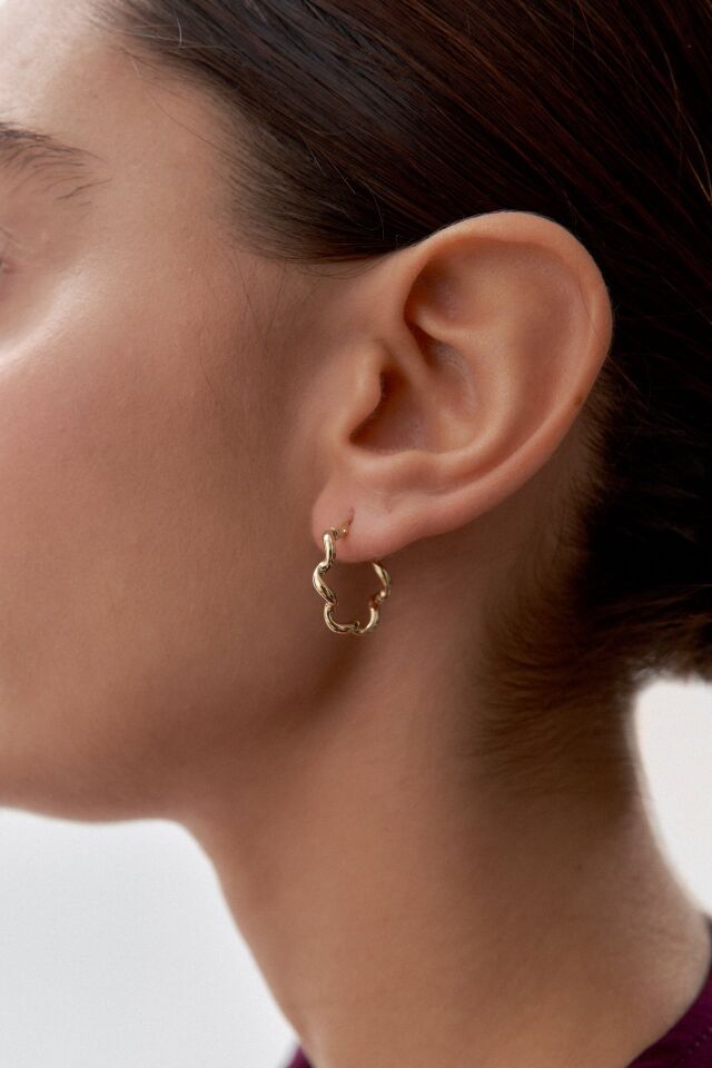 Altın Modern Dalga Küpe