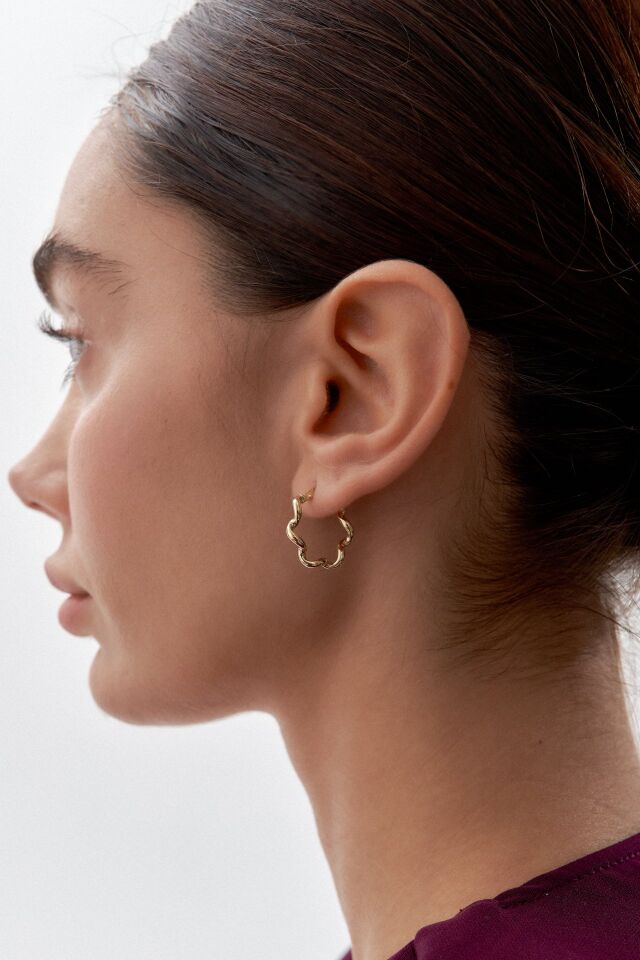 Altın Modern Dalga Küpe