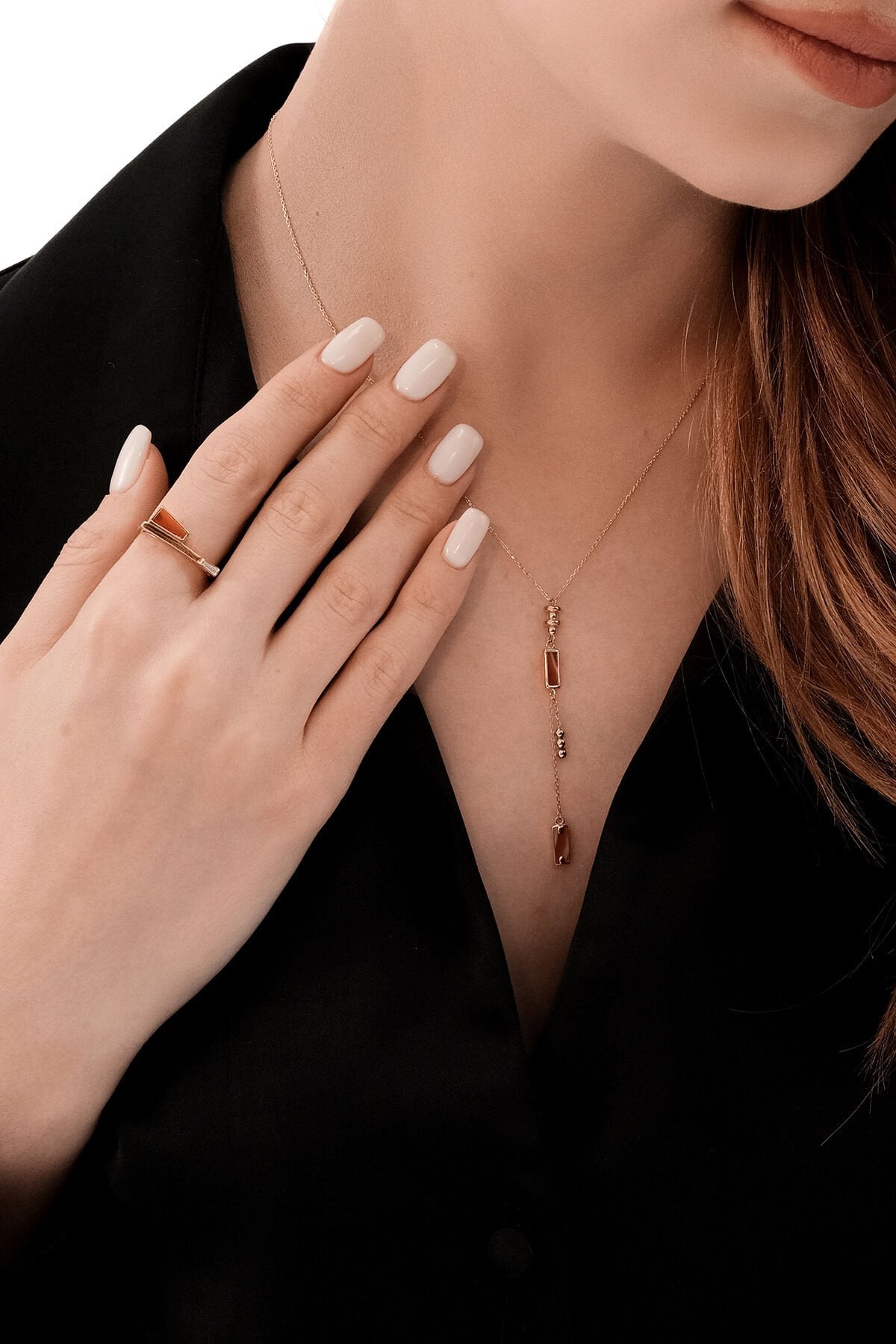 Altın Karnelyan Taşlı Kolye