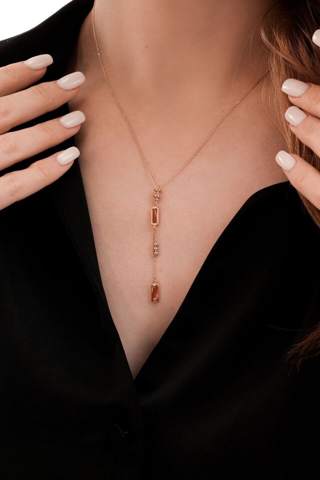 Altın Karnelyan Taşlı Kolye