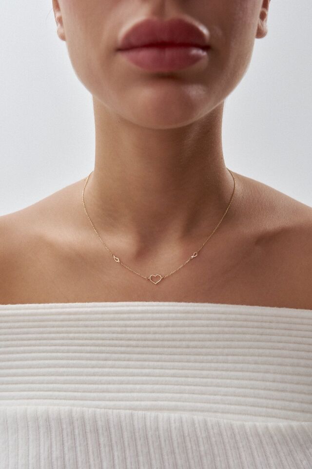 Altın Minimal Kalp Kolye