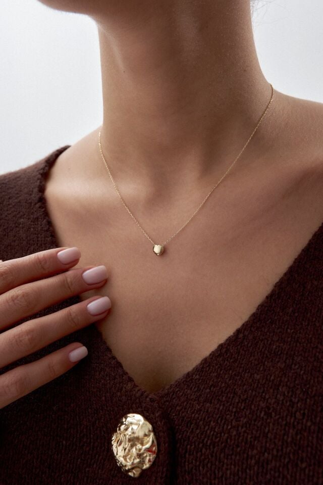 Altın Minimal Kalp Kolye