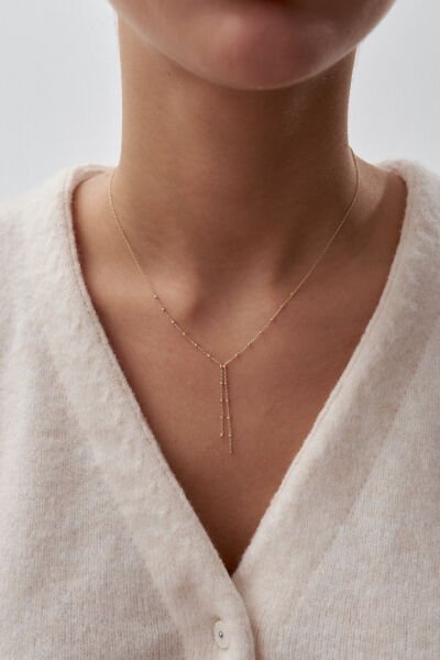 Altın Dorika Sallantılı Y Kolye