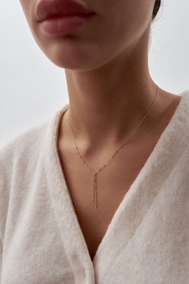 Altın Dorika Sallantılı Y Kolye