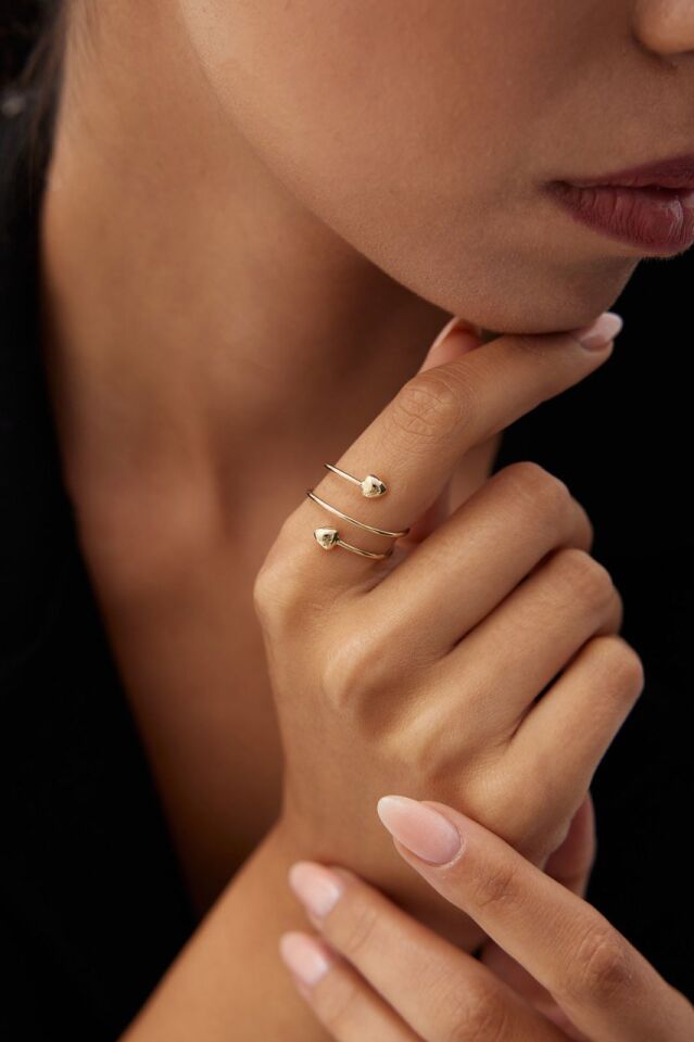 Altın Flexi Kalpli Yüzük