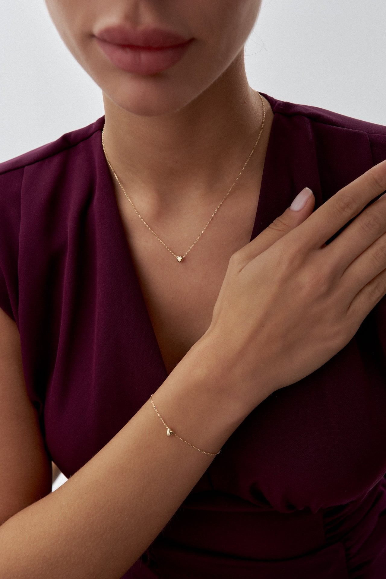 Altın Mini Kalp Detaylı Set