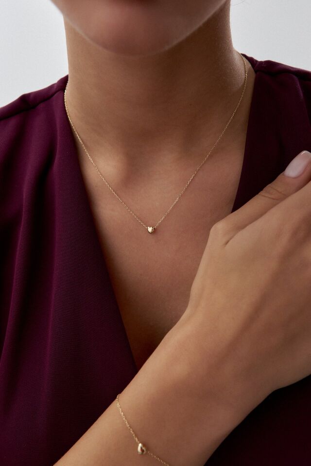 Altın Mini Kalp Detaylı Set