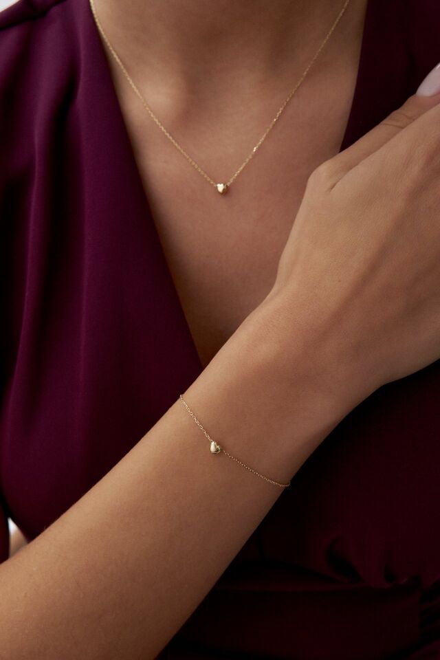 Altın Mini Kalp Detaylı Set