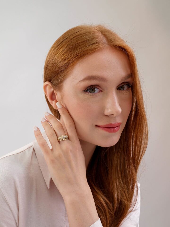 Altın Semi White Yüzük