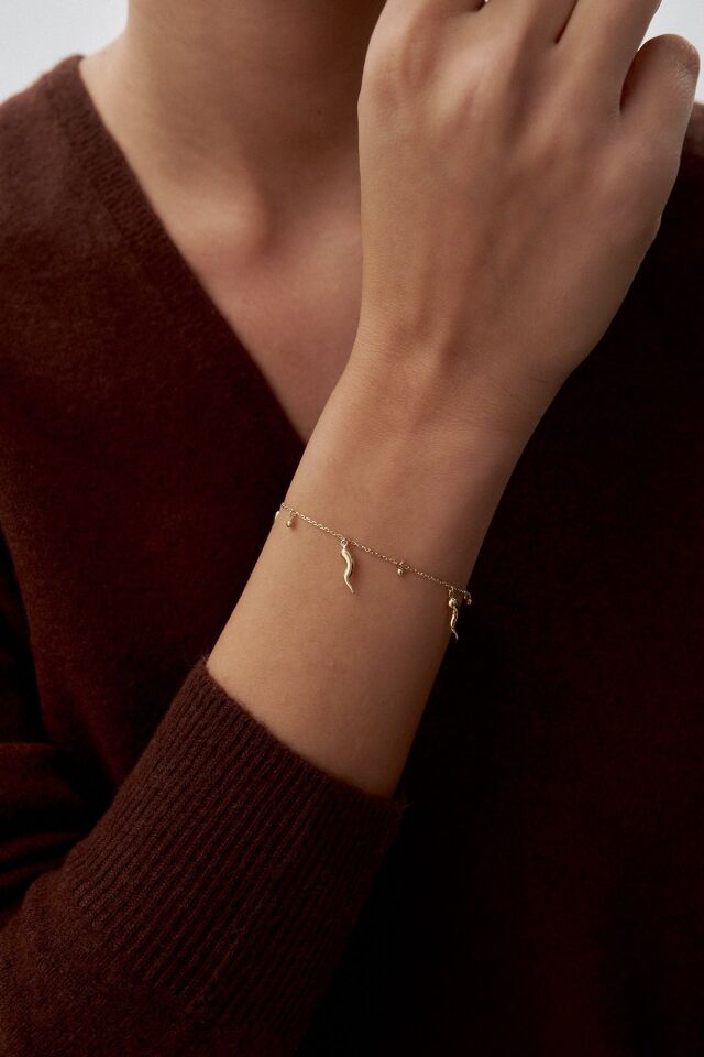 Altın Sallantılı Biber Figürlü Set