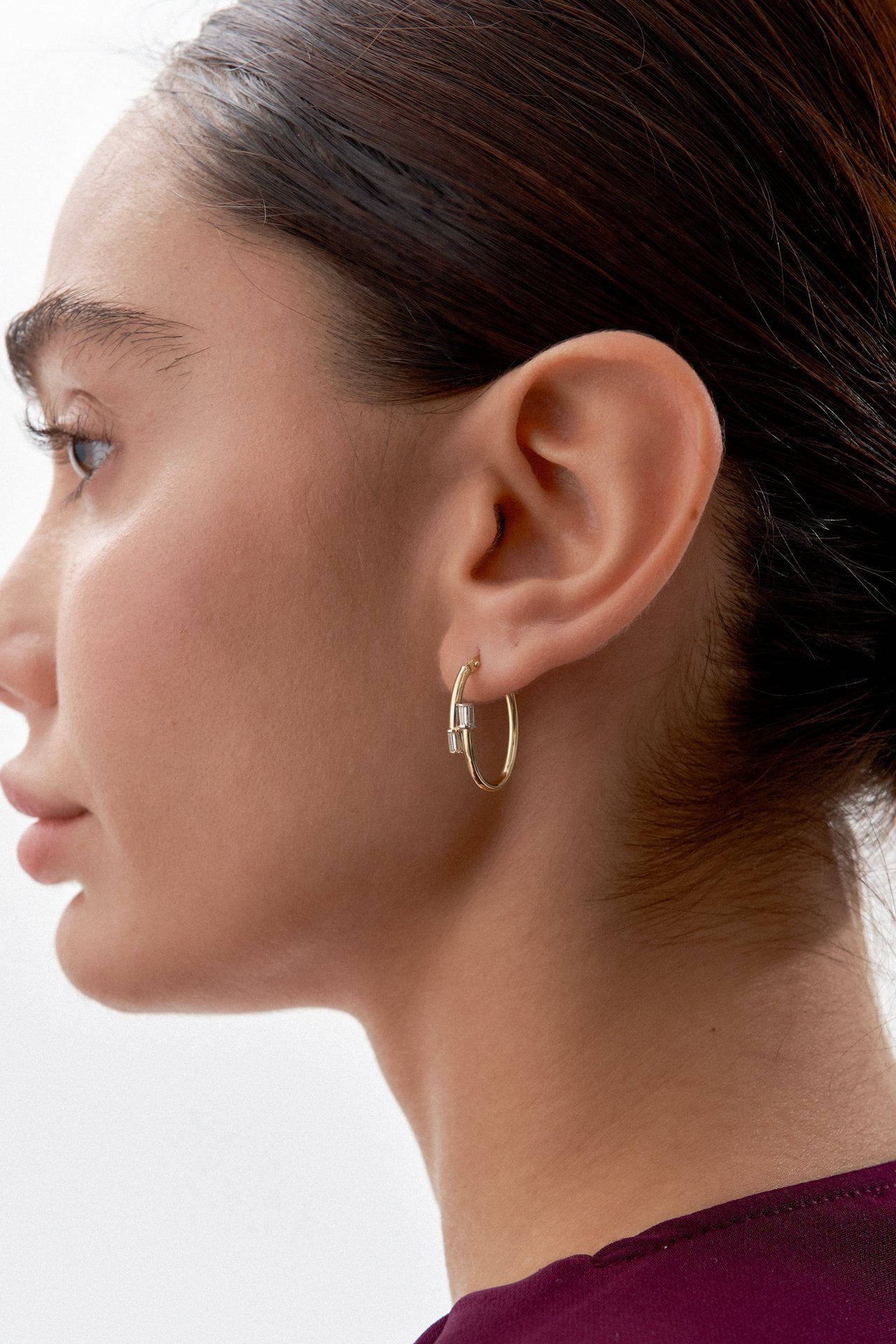 Altın Mini Baget Taşlı Küpe