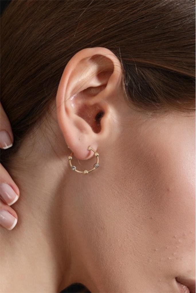 Altın Şarnel Yuvarlak Dorika Küpe