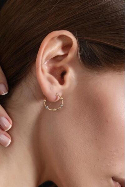 Altın Şarnel Yuvarlak Dorika Küpe