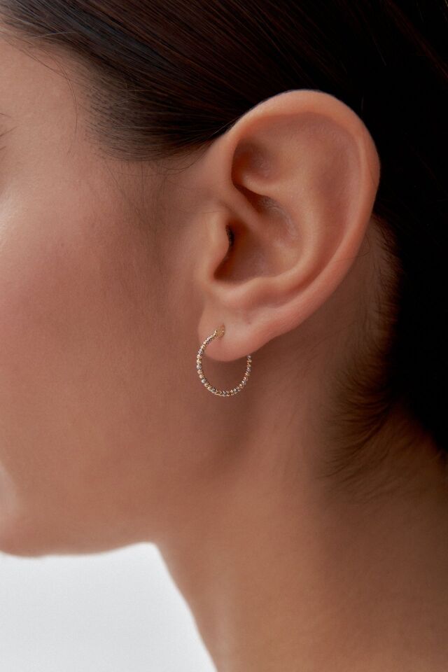 Altın Minimal Dorika Halka Küpe