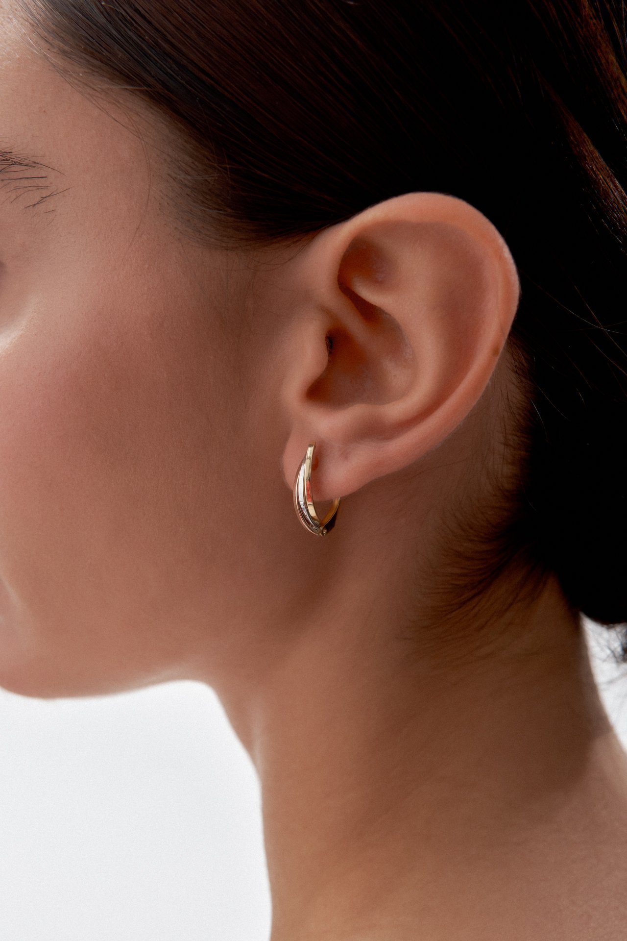 Altın Taşsız Üç Sıralı Küpe