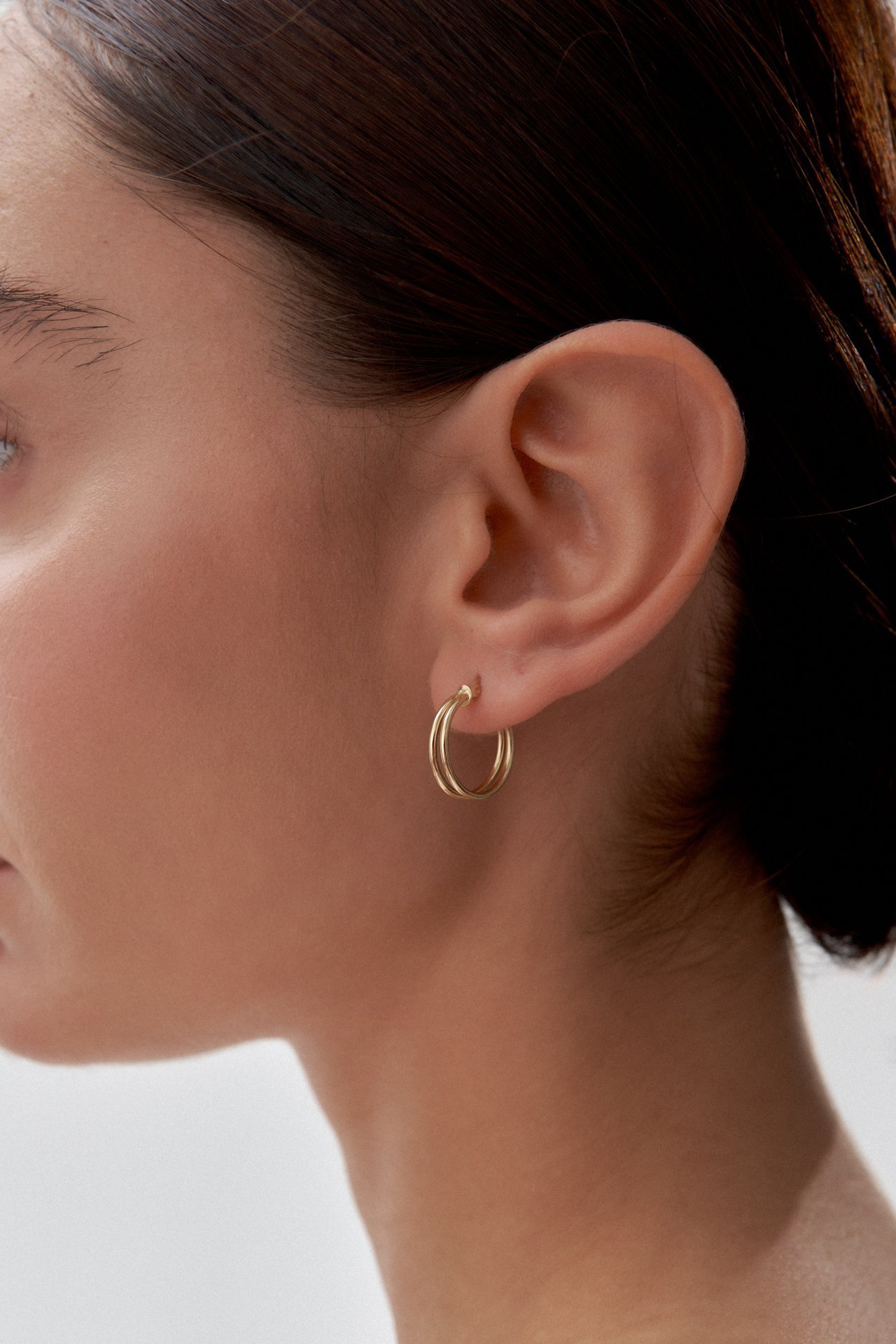 Altın Şarnel Çift Sıra Halka Küpe