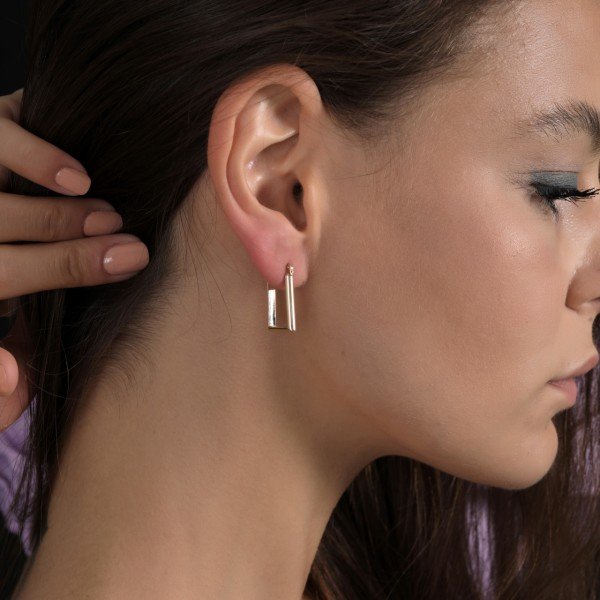 ALTIN DİKDÖRTGEN KÜPE