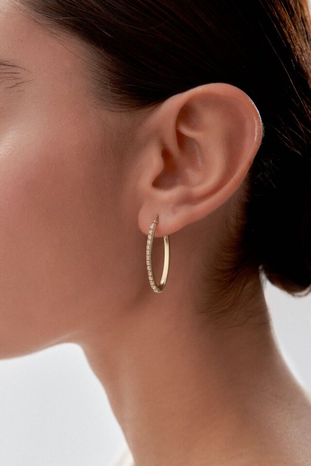 Altın Taşlı Şarnel Küpe