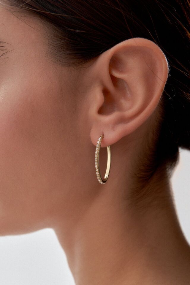 Altın Taşlı Şarnel Küpe