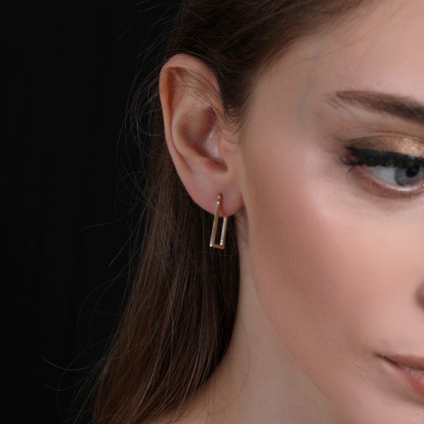 ALTIN KALIN DİKDÖRTGEN KÜPE