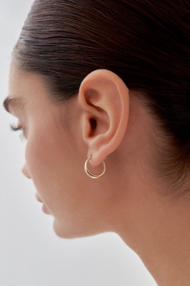 Altın Mini Taşsız Şarnel Küpe