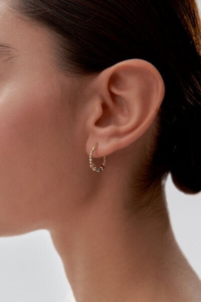 Altın Minimal Dorika Halka Küpe