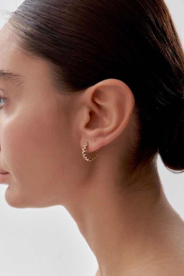 Altın Üçgen Prizma Küpe