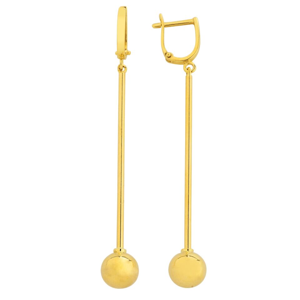 Altın Sallantılı Top Küpe