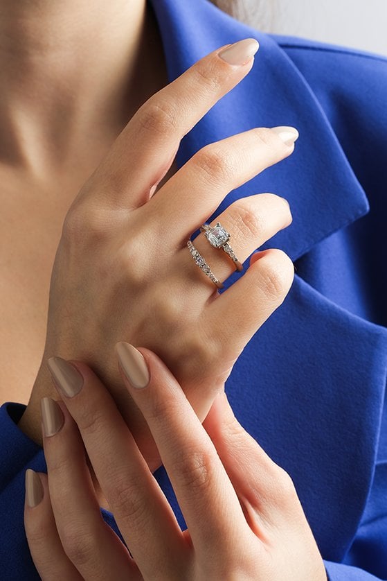 Altın Beyaz Baget Twin Yüzük