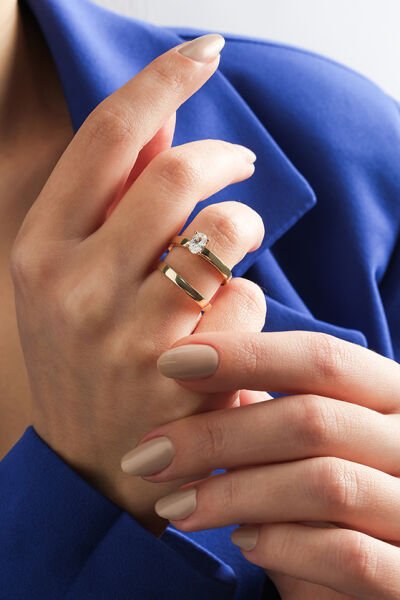 Altın Alyans Tektaş  Twin Yüzük