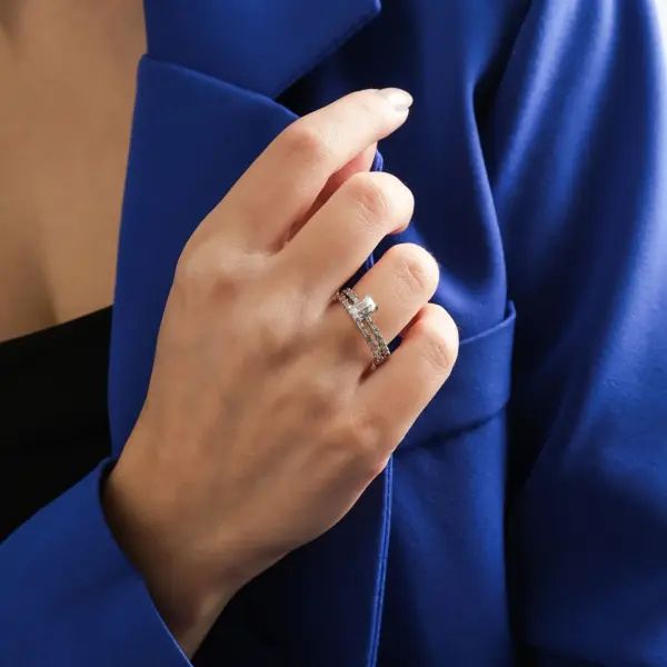 ALTIN BAGET TAŞLI  TWİN YÜZÜK