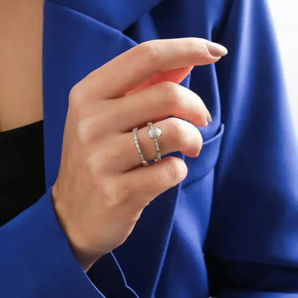 ALTIN BAGET TAŞLI  TWİN YÜZÜK