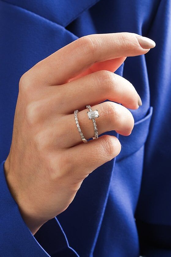 Altın Baget Taşlı Twin Yüzük