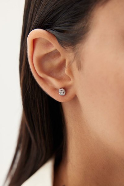 ALTIN KENARI TAŞLI  DUAL BAGET KÜPE